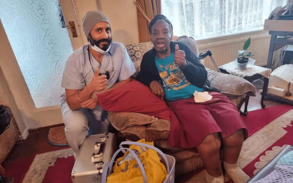 Home visit dentist treating a patient at home in Liverpool
